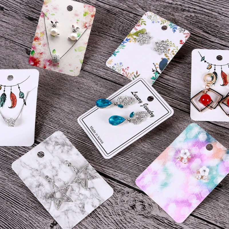 

500pcs 5x7cm Earring Cards Jewelry Display Paperboard with Bags Colorful Jewellery Accessories Pendant Packing Card Customized