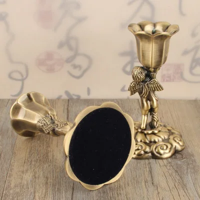 2Pcs/set Single Bronze/Tin Color Metal Candle Stand Metal Table Home Decoration Candle Stick  Candlesticks For Church Decoration image 4