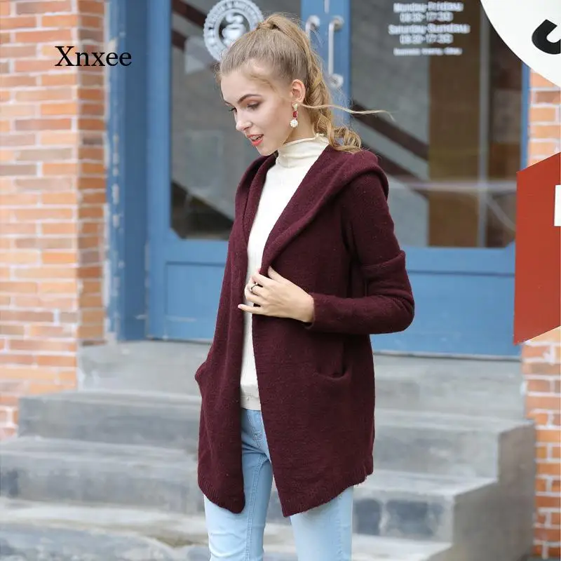 Spring Knitted Cardigan Fall Sweater New Paragraph Hooded Leisure Loose Women's Coat Slim Long Tops Clothing Overcoats