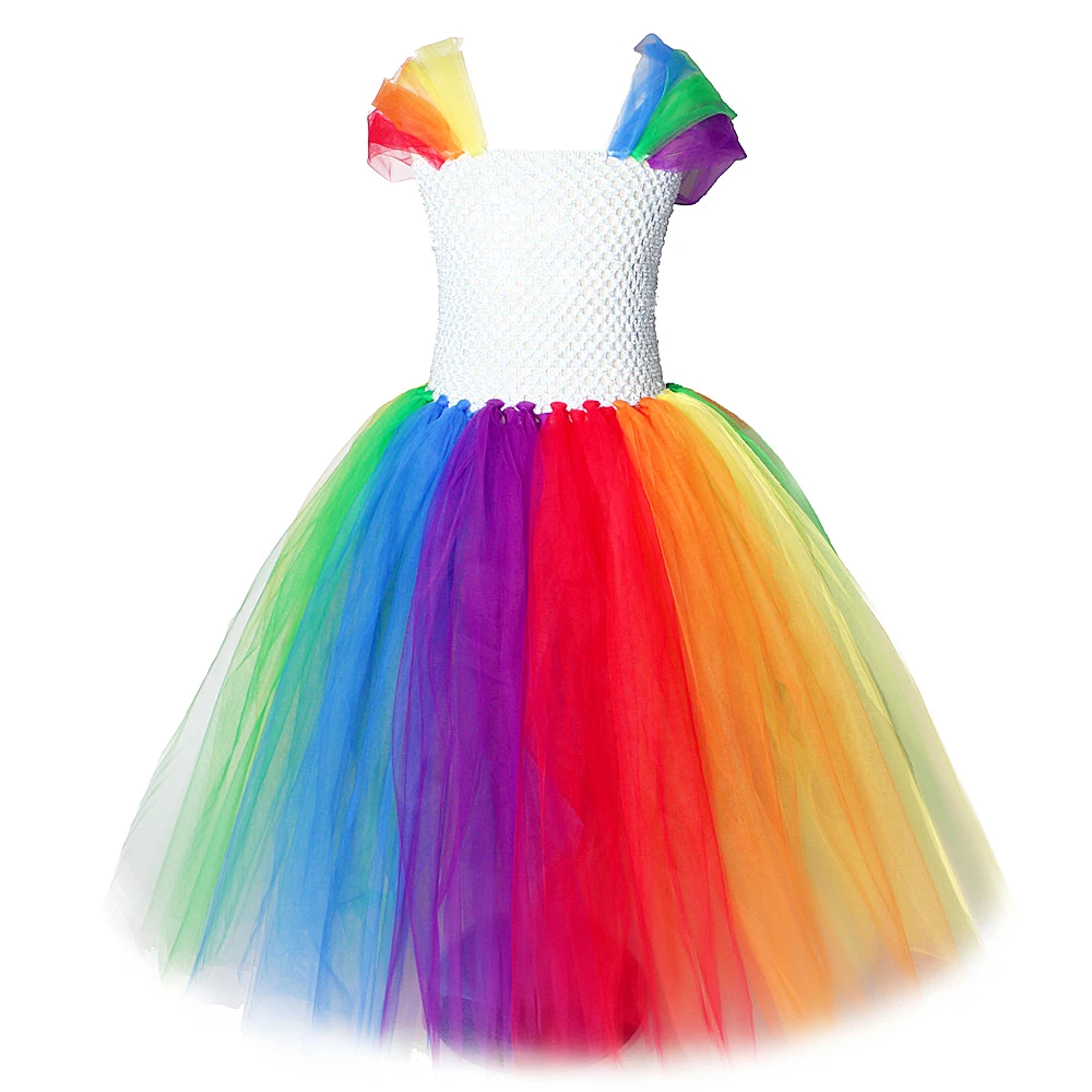 Little Girl Pony Rainbow Tutu Dress Long Kids Birthday Dresses for Girls Princess New Year Costume Christmas Children Clothes