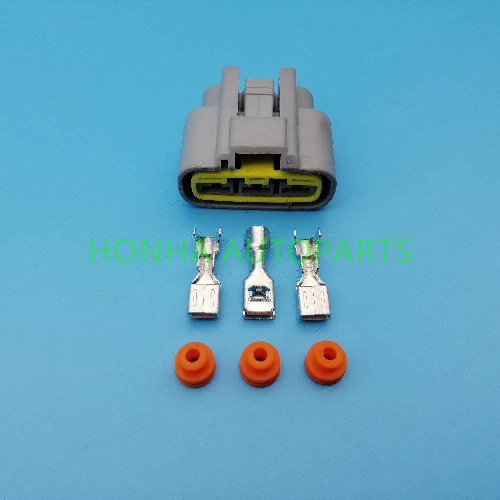 Grey 3 pin car waterproof auto wiring harness connector(6.3) automobile fan socket plug,QLW-A-3F-B QLW-A-3F-GR