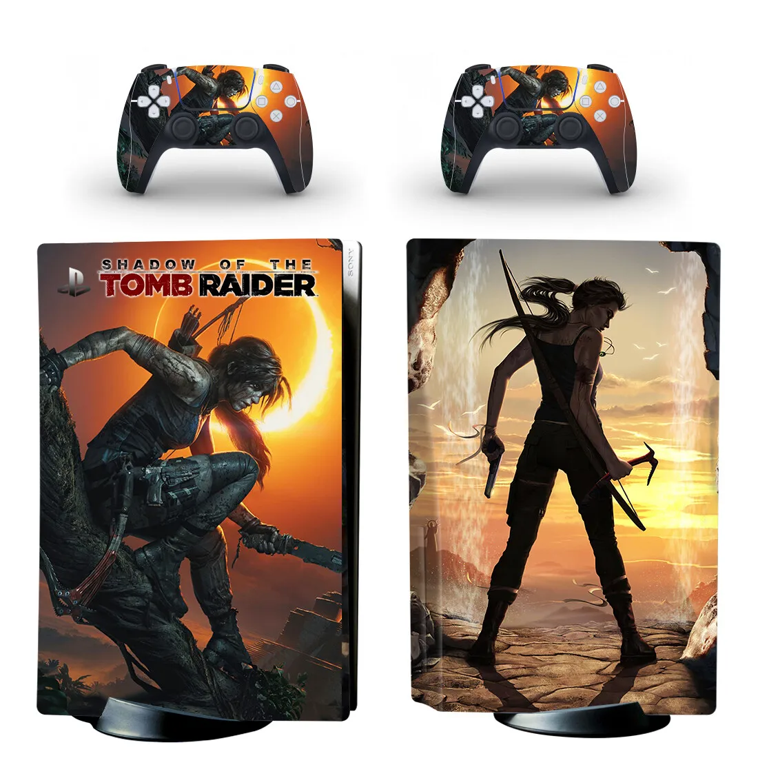 Tomb Raider PS5 Standard Disc Skin Sticker Decal Cover for PlayStation 5 Console and 2 Controllers PS5 Disk Skin Vinyl