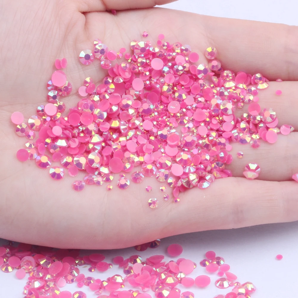 

Resin Rhinestones 500/1000pcs 2-6mm Dark Rose AB DIY Nails Art Decoration Flatback Round Facets Glue On Beads For Jewelry Making