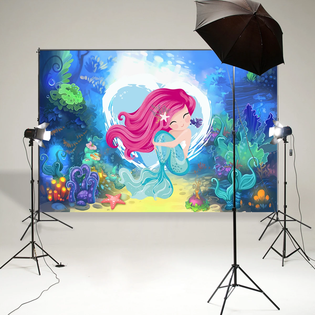 

Under water World Photography Backdrop Mermaid Themed Photo Background for Kids Birthday Party Banner Children Baby Photo B-911