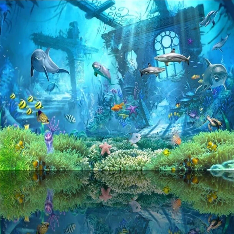 wellyu Customized large mural green wallpaper HD underwater world 3D background living room bedroom background wall wallpaper