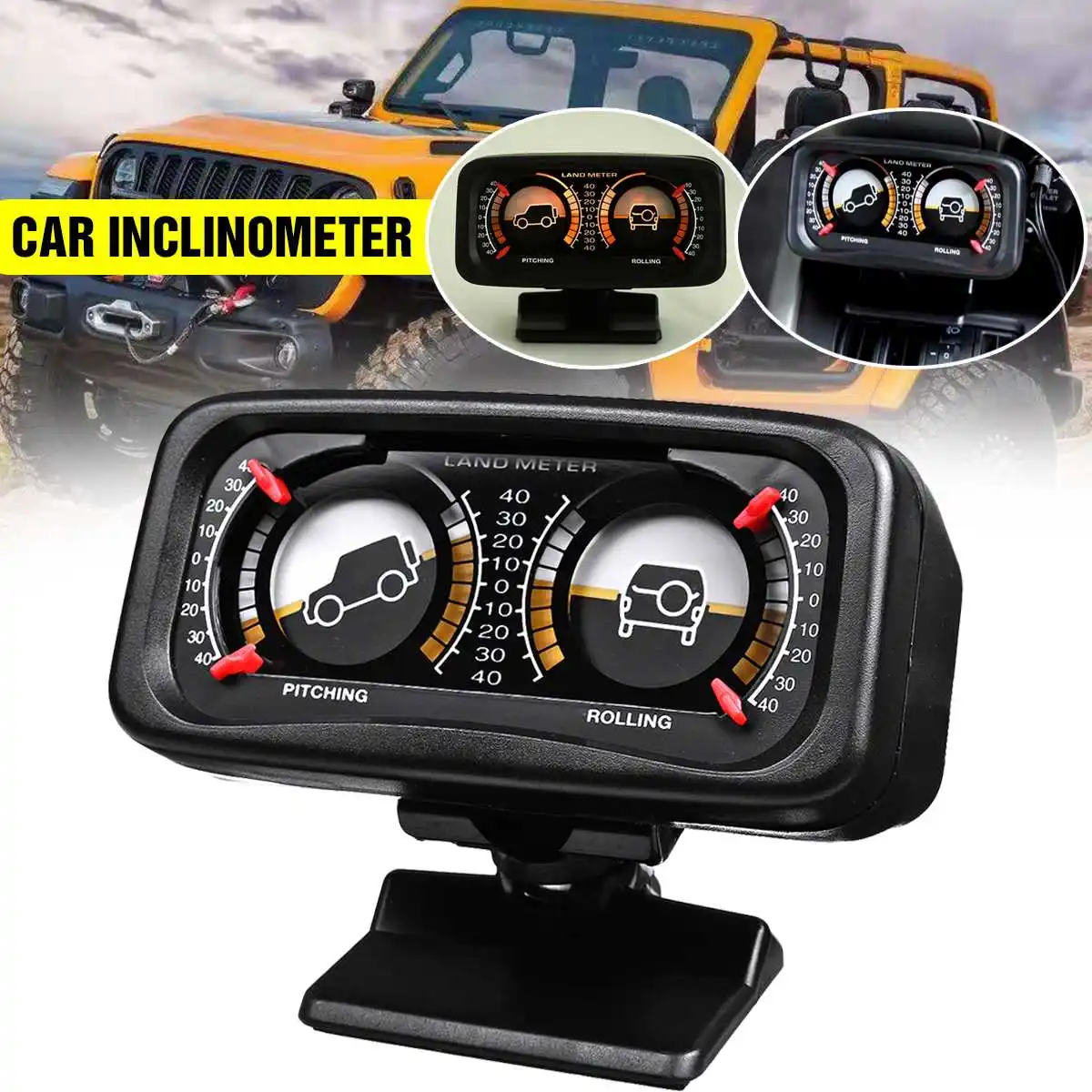 12V Car For Compass Balance Level Slope Meter Angle Tilt Two-barreled Backlight Inclinometer with LED Light