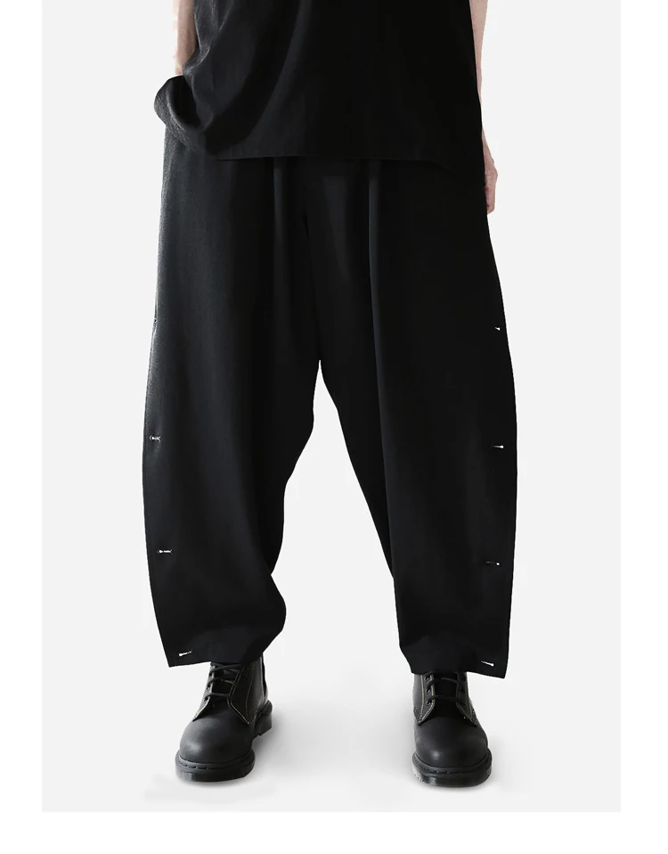 

Осенне-зимние мужские брюки на пуговицах, девять прямых повседневных брюк, однотонные брюки в стиле милитари, широкие брюки