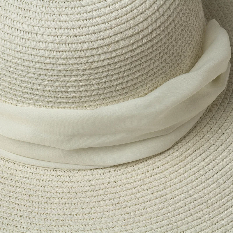 Women White 25cm OVERSIZED Sun Hat Soft Silk Ribbon Tie Wide Brim Floppy Hat Giant Beach Straw Hat Summer Kuntucky Derby Hat Cap