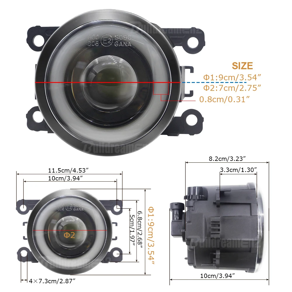 2 X Samochodowe przednie światło przeciwmgielne Angel Eye LED DRL do Mitsubishi Pajero Outlander L200 Galant Colt Eclipse Xpander RVR Triton