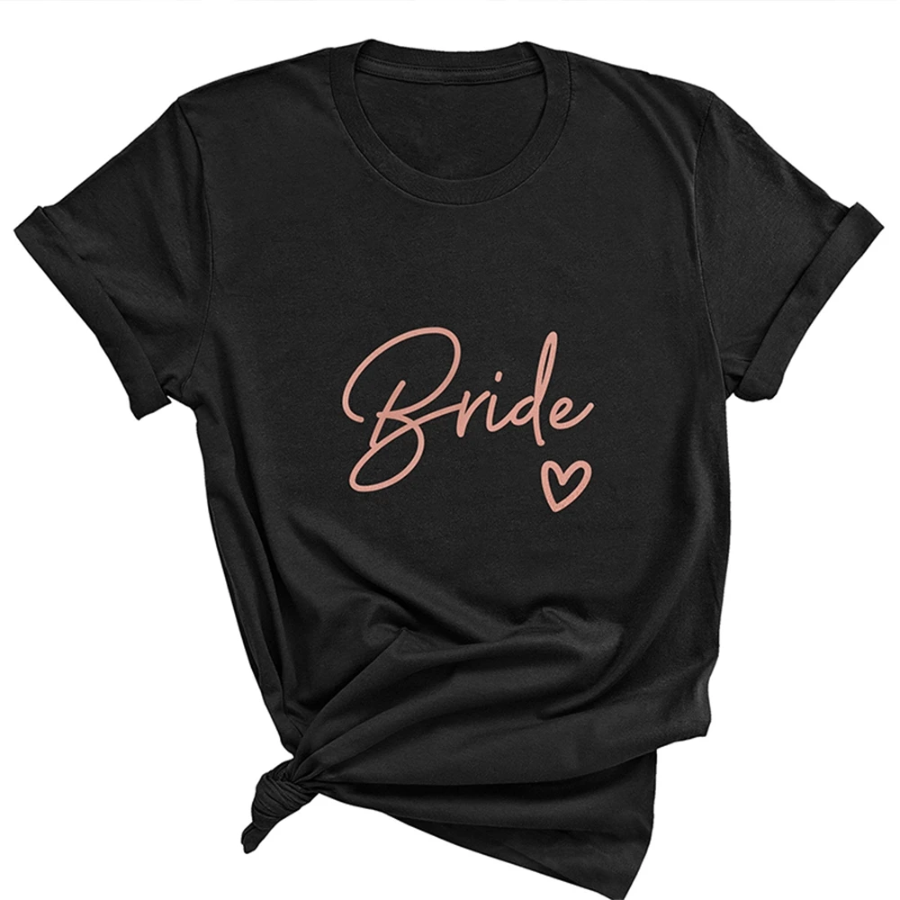 Team Bride Love Heart T Shirt Aesthetic Bridesmaid Bride Squad T-shirt Women Ulzzang Wedding Party Tops 1SS8