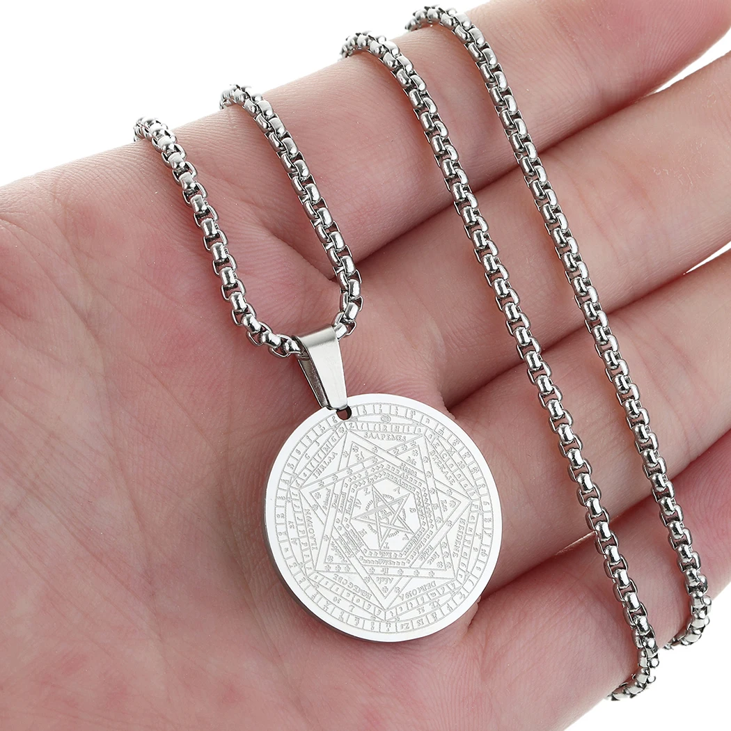 CHENGXUN The Seal of The Seven Archangels Amulet Pendant Necklaces Men Women Pentagram The Sigil of Ameth Talisman Necklace Gift