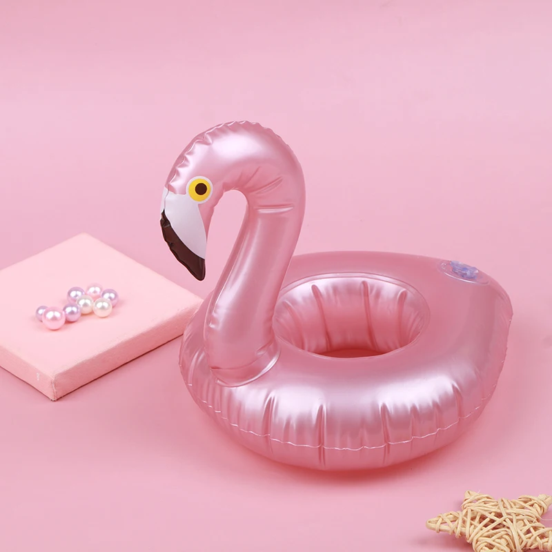 Mini Inflatable Flamingo Pool Float Toys Drink Float Cup Holder Swimming Ring Party Toys