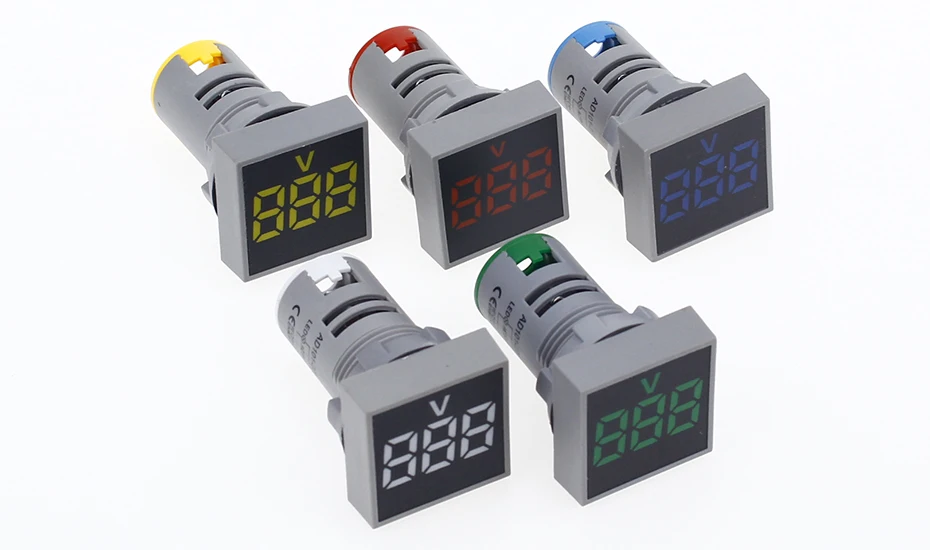 22ミリメートルac 60-500v電圧計正方形パネルledデジタル電圧計