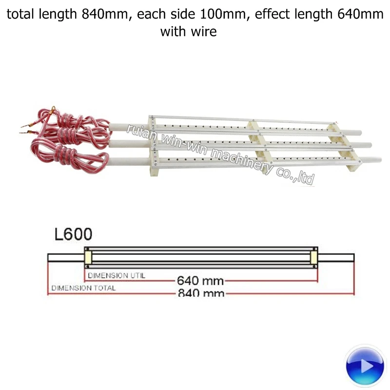 

L600 static eliminator bar with wire for bag making machine total length 840mm, each side 100mm, effect length 640mm