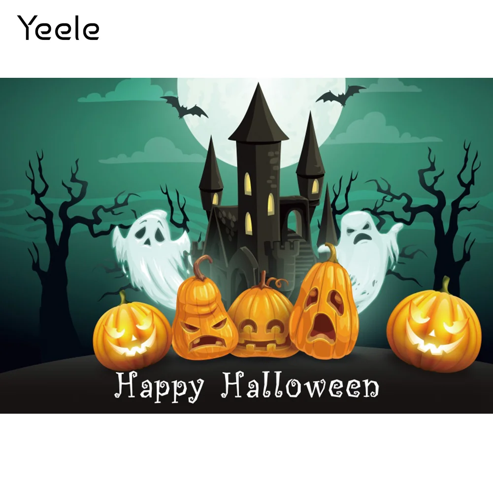 Yeele Halloween Photocall Forest Bat Pumpkin Castle Ghost Photography Backdrop Photographic Backgrounds For Photo Studio