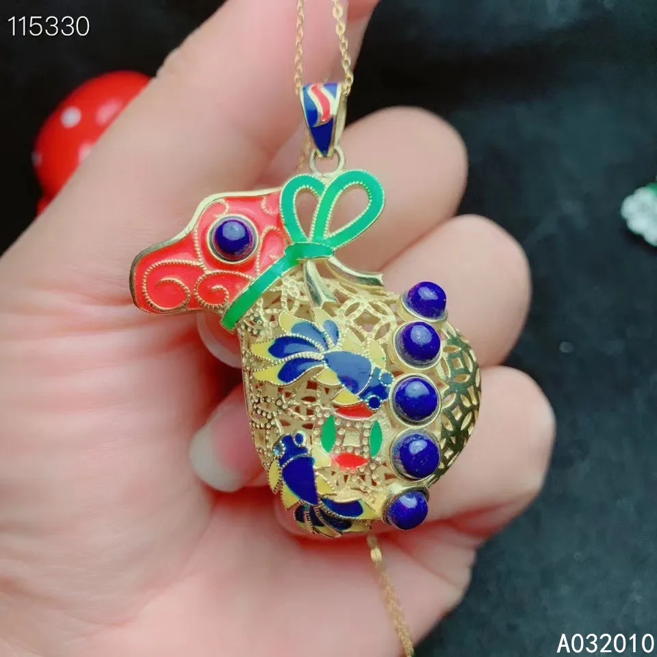 

KJJEAXCMY Fine Jewelry 925 Sterling Silver inlaid Natural Lapis Cloisonne luxury Female Woman Miss Girl new Pendant Necklace