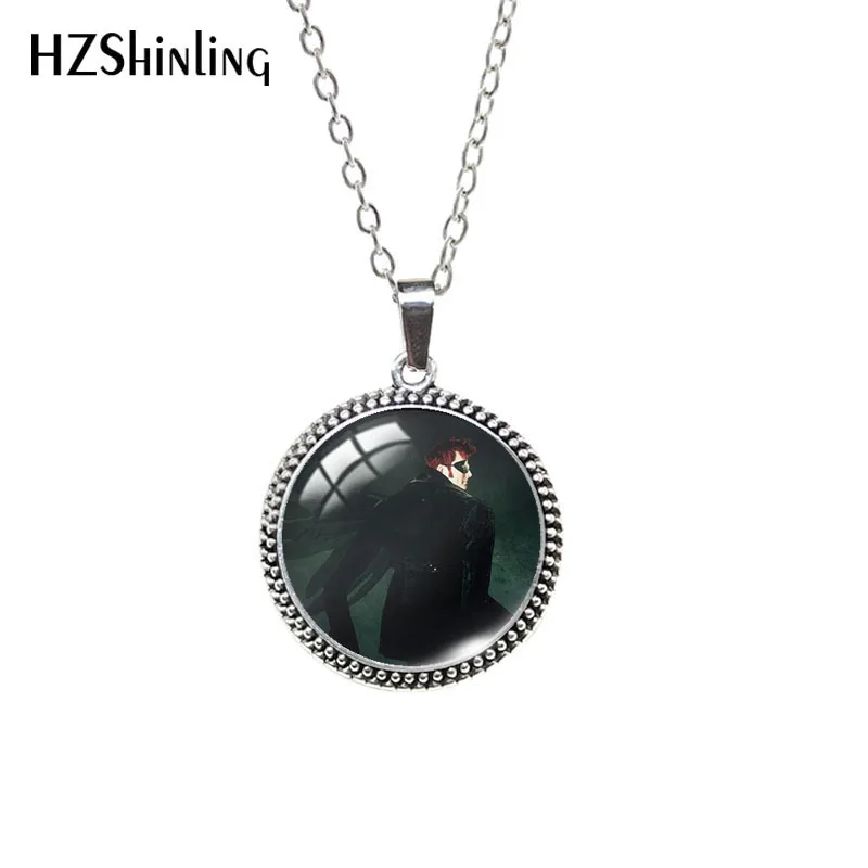 Antique Glass Necklace Good Omens Aziraphale Crowley Patterns Retro Necklace Dome Pendants Jewelry