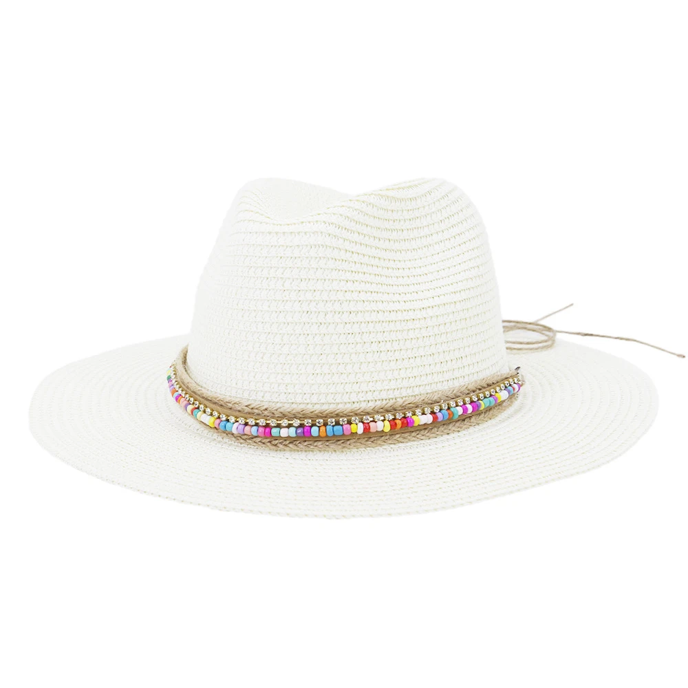 Pink Panama Hat Womens Sun Hat Straw Beach Fedora Summer Hat Wide Brim Sombreros