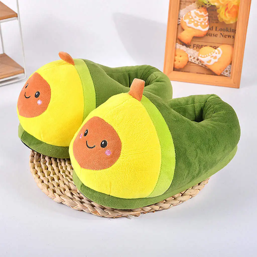 Novelty Womens Warm Slippers Avocado Shape Household  Lady Cozy Shoes