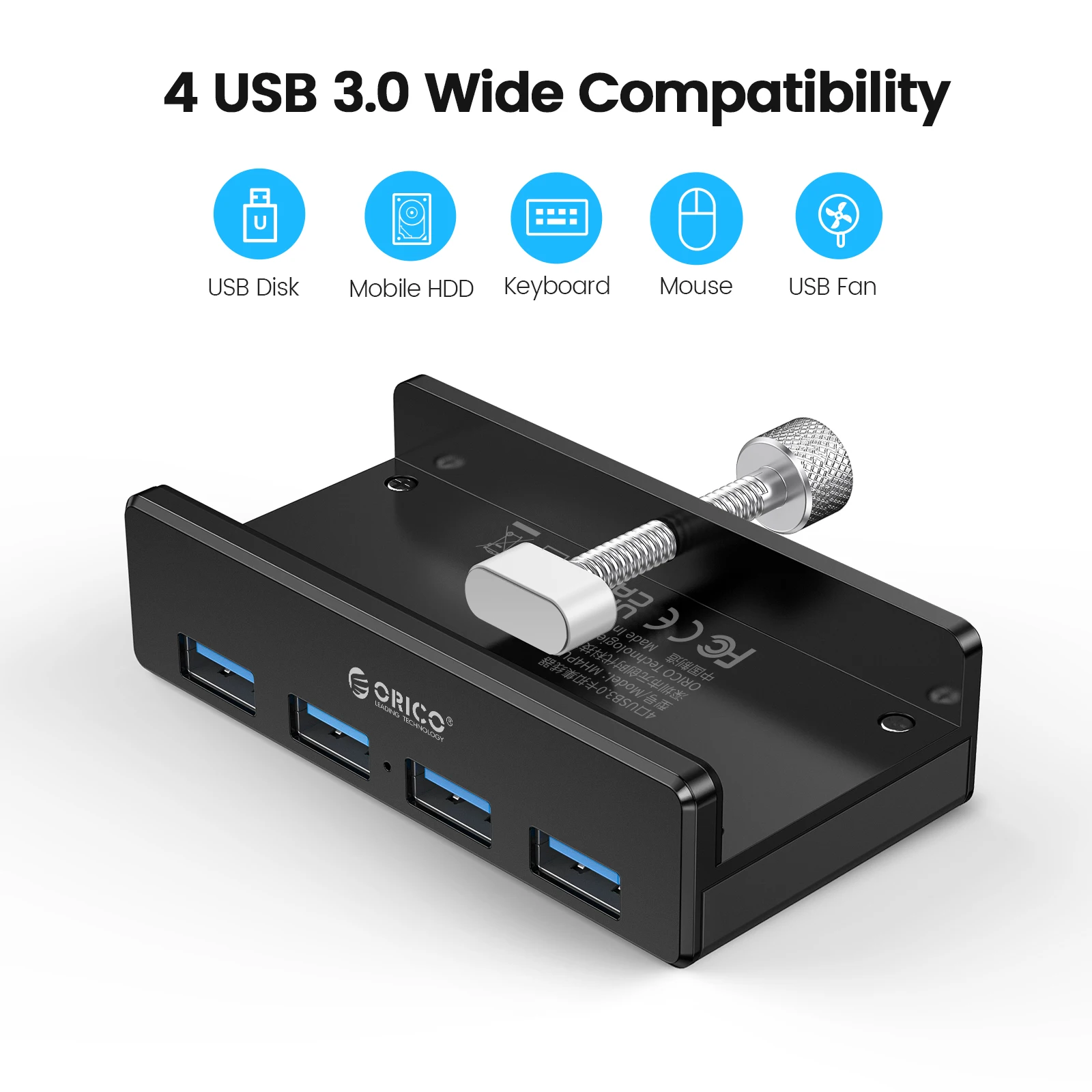 ORICO USB 3.0 HUB Powered With Charging Multi 4 Ports Desk Clip USB Splitter Adapter SD Card Reader for PC Computer Accessories