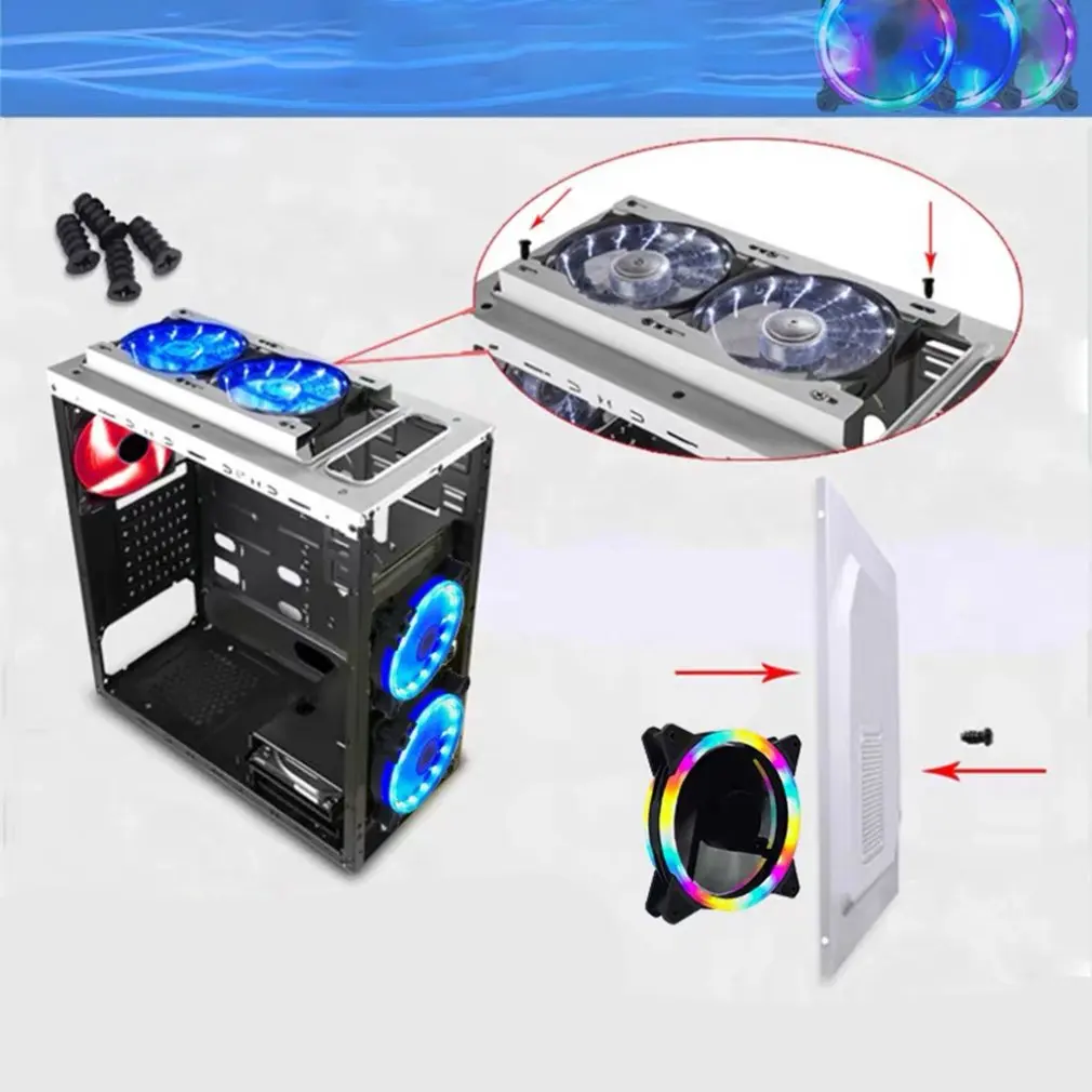 120mm PC Computer Case Fan Cooling Cooler Adjustable RGB Led 12V Mute Ventilador PWM RGB Case Fans Adjust Speed For Computer