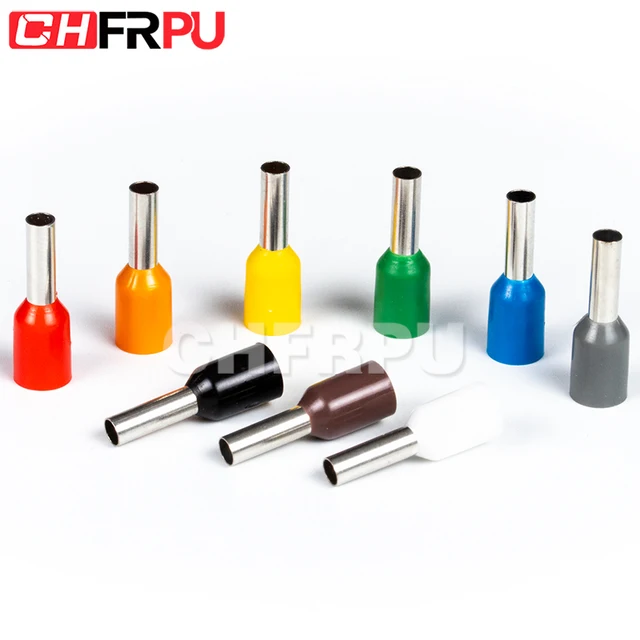 CHFRPU 100 szt. Izolowane okucia Terminal Zaciskany Terminator tłoczony na zimno izolowany terminal VE0508 ​​7508 1008 1508 2508 4009