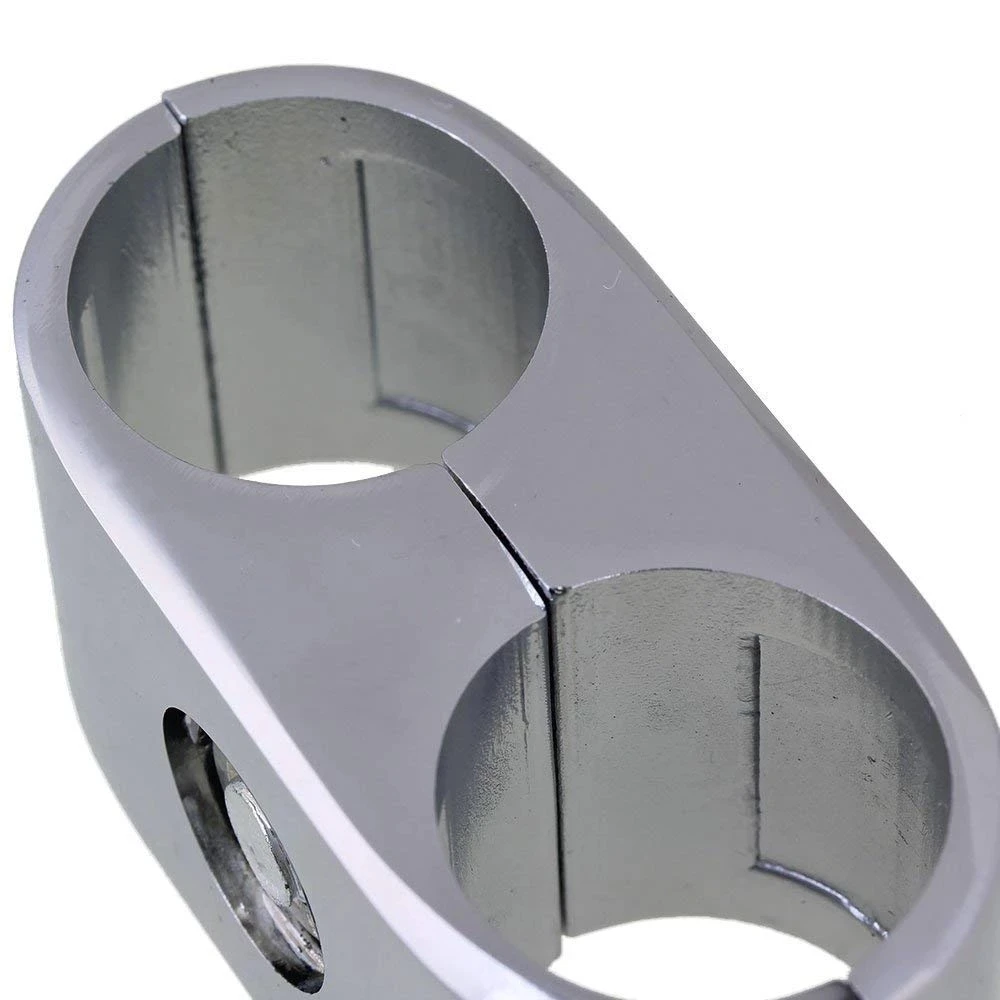 Silver Double Hole 67x25mm Tube Clamp Pipe Aluminium Alloy Display Fittings Drying Rack 2 Port Connector