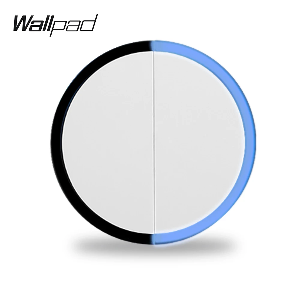 Wallpad L6 2 Gang Wall Switch Push On Off Button Circle LED Indicator Light Power Switch 5 Colors DIY Free Combination