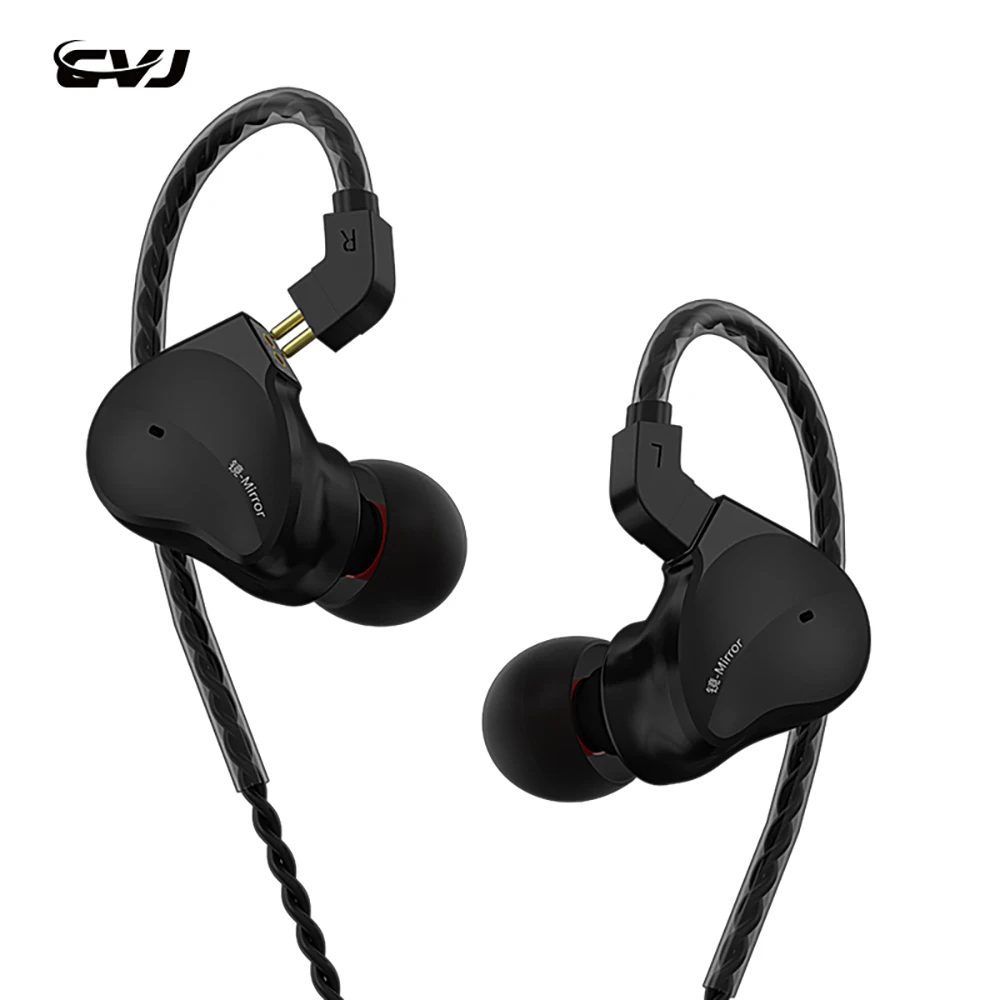 CVJ Mirror 2BA + 1DD Metal Hybrid In Ear Earphones Sport Hifi Earbuds Monitor Headphone with Detachable Cable