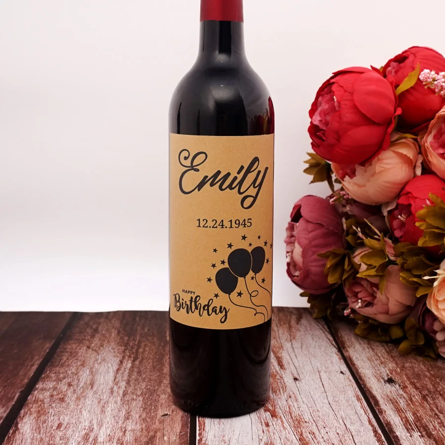 20pcs/Lot DIY Custom Birthday Party Wine Bottle Labels Stickers Personalized Name and Date Balloon Style Creative Stickers image 4
