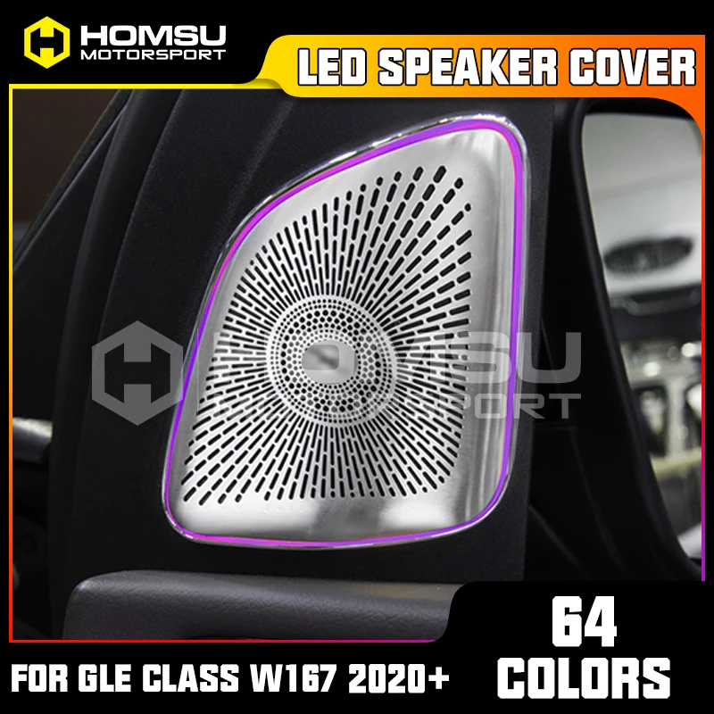 64 colors LED Speaker cover For GLE Class W167 year 2020+ Speaker cover interior car accessories Synchronized with ambient light