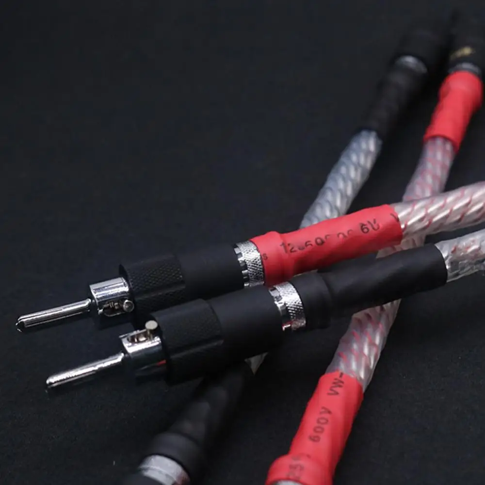 Thinkliess – câble de raccordement pour haut-parleur, 4x20cm, plaqué argent 7N, avec fiche banane plaquée Rhodium