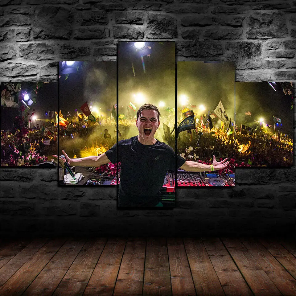 No Framed Canvas 5Pcs DJ Martin Garrix Live concert Wall Posters Pictures Home Decor Accessories Living Room Paintings