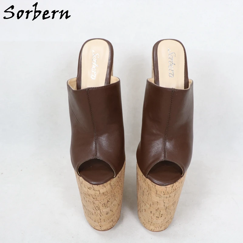 Sorbern 12 Inch Extreme High Heel Mules Women Shoes Crok Wedges Platform Open Toe Slip On Transfer Girls Drag Queen Slides 2020