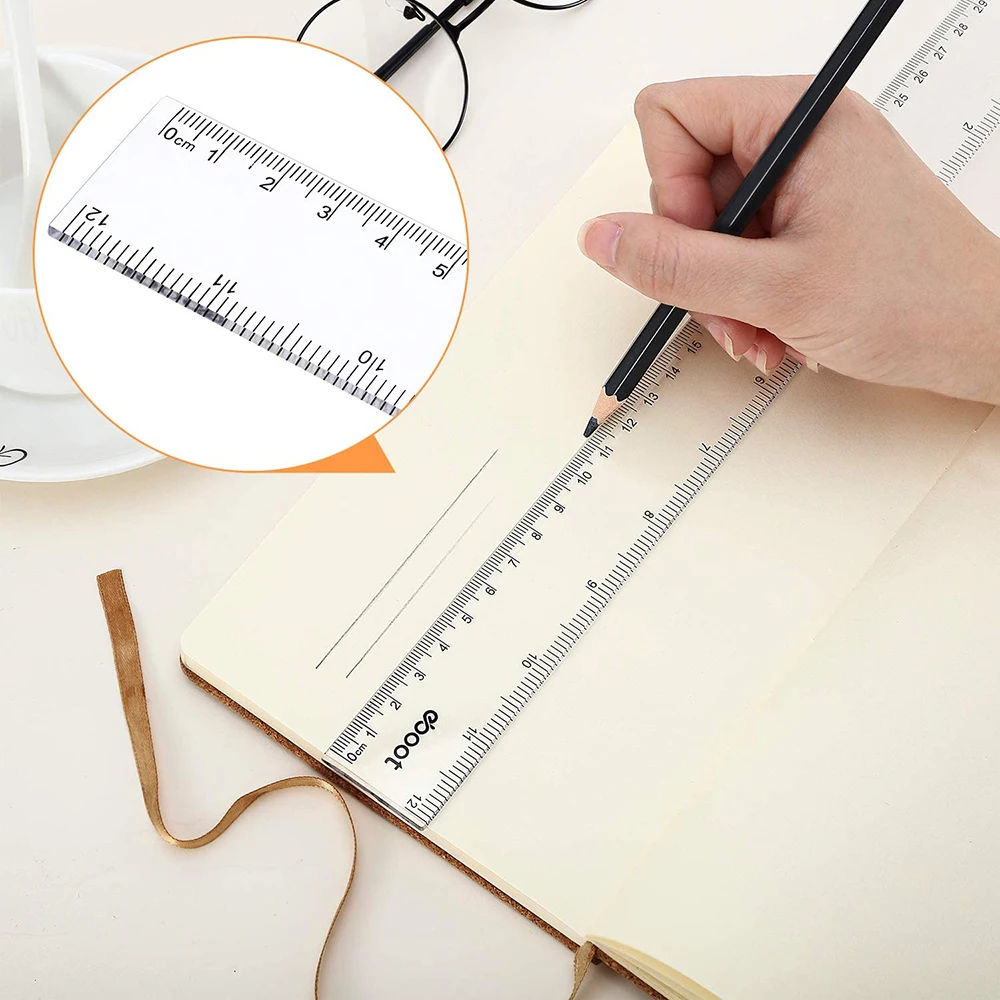 1Pcs Plastic Liniaal 15/20/30Cm Standaard/Metric Ruler Ruler Meten Student School Office bilaterale Printing School Leveranties