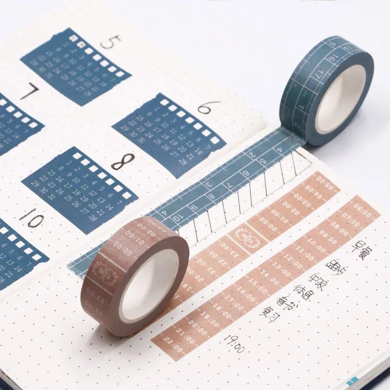 Cute Grid Calendar Washi Tape Set Kawaii Scrapbooking Tool Adhesive Masking Tape Photo Album Diy Decorative Tape Stationery