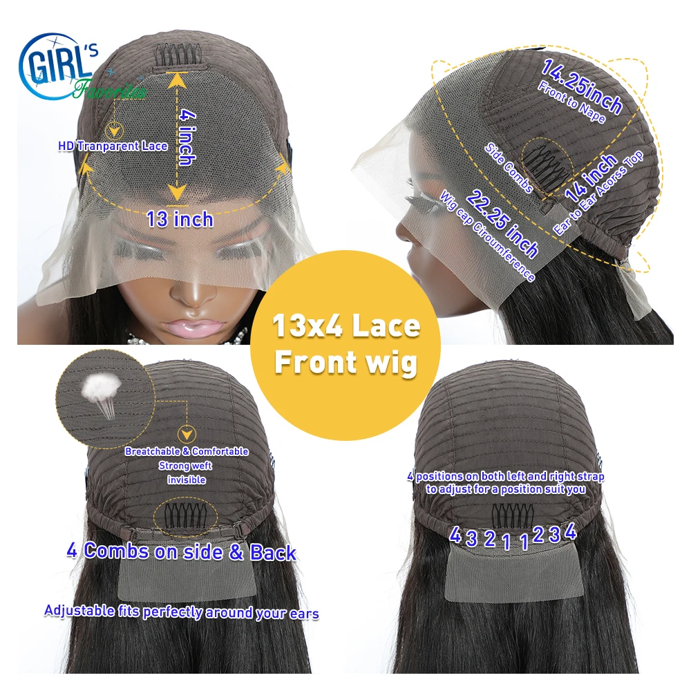 13x4 Lace Frontal Wigs Deep Wave Human Hair Wig HD Lace Wig Can Be Dye And Bleached Pre Plucked with Baby Hair Raw Indian