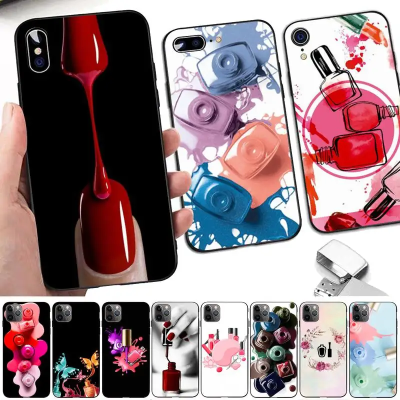 Art Multicolored Nail Polish Bottle Set Phone Case for iphone 13 8 7 6 6S Plus X 5S SE 2020 XR 11 12 pro XS MAX