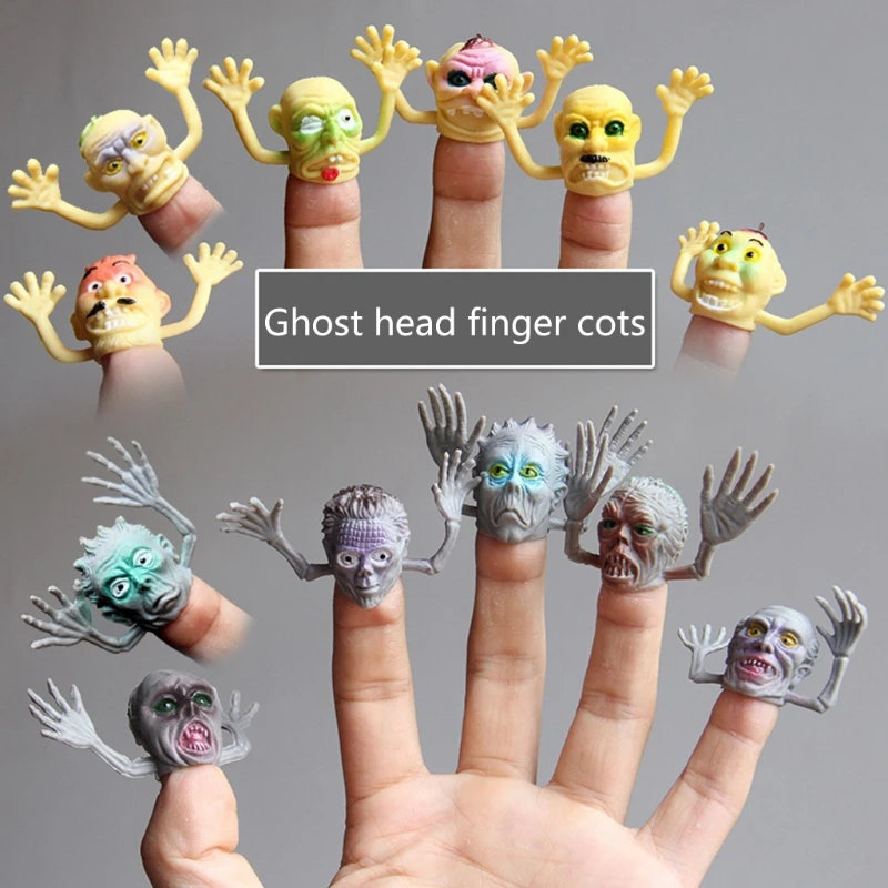 

6 Pieces Of Scary Skull Finger Puppets, Halloween Toys Ghost Finger Hoods Children's Novelty Plastic Toys Holiday Gifts