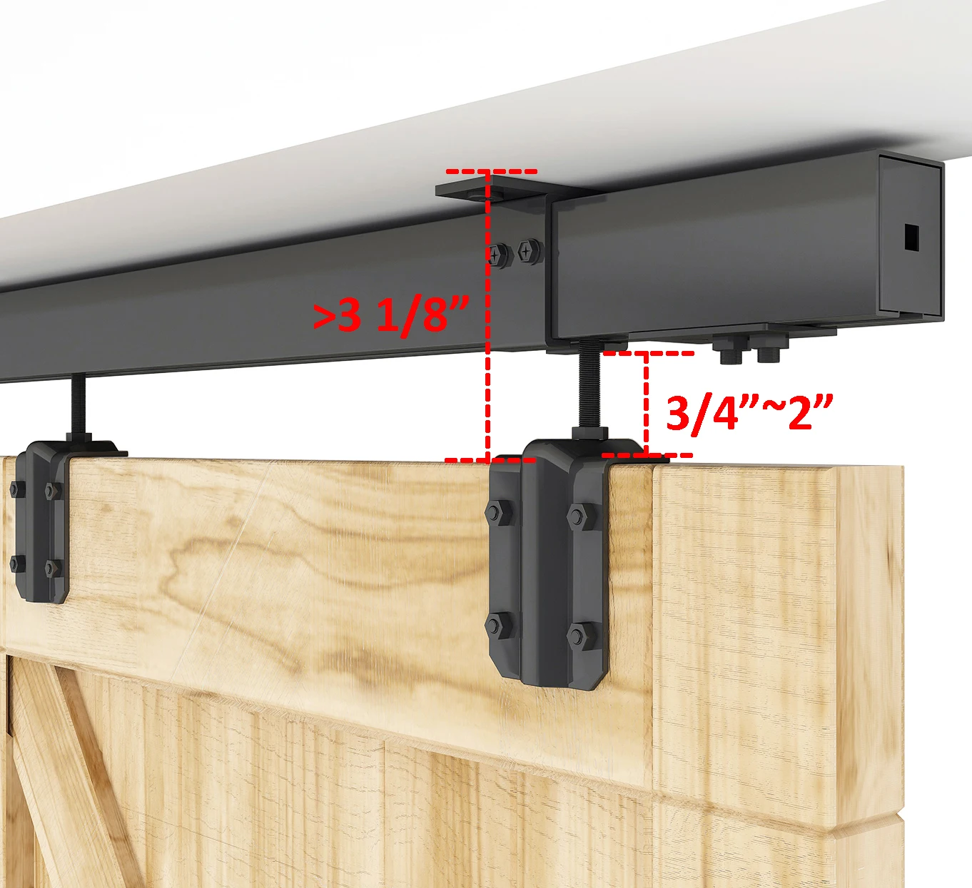 Imagem -02 - Ferragem Resistente Preta da Porta do Celeiro da Trilha da Caixa Deslizante de Diyhd para o Uso Exterior Jogo de Trilhos da Montagem 5ft8ft do Teto