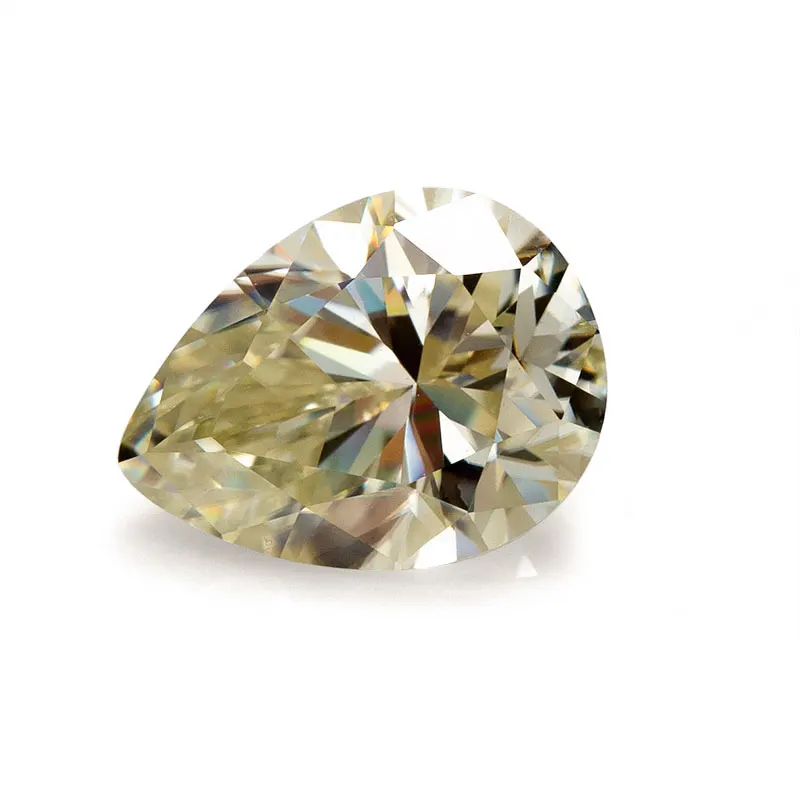 

2024 Fashion 4*6MM Yellow Color Pear cut VVS1 Loose Moissanite Gemstone Loose Moissanite Stone For Customize Yellow Moissanite