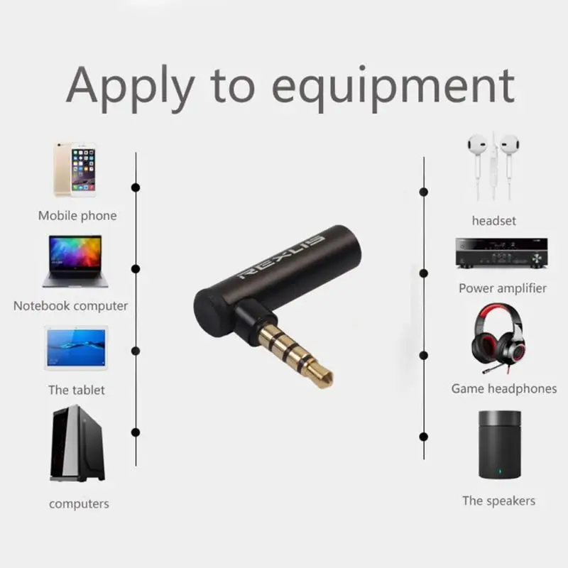 3.5mm Male-To-Female 90 Degree Turn Headphone Microphone Audio Adapter Suitable For Aple Suitable for Android Phone PC