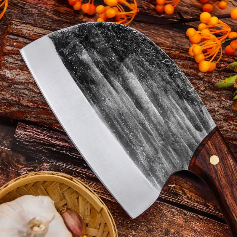 Forged Butcher Knife Full Tang Handmade High-carbon Clad Steel Kitchen Knives Cleaver Filleting Slicing Cutter Gift Knife Cover