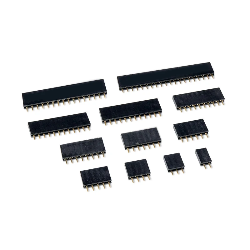 2.54MM Pitch Single Row Female 2~40P PCB socket Board Pin Header Connector Strip Pinheader 2/3/4/6/10/12/16/20/40Pin For Arduin