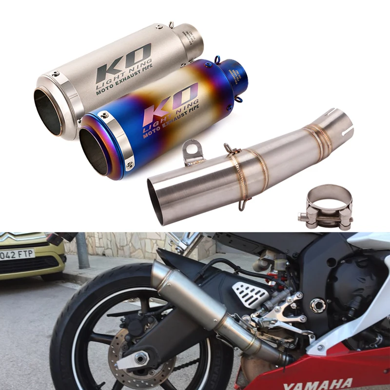 

For Yamaha YZF R6 2006-2020 Exhaust Mid Link Pipe Stainless Steel Connect Tube Modified 60mm Muffler End Tips Slip On Motorcycle