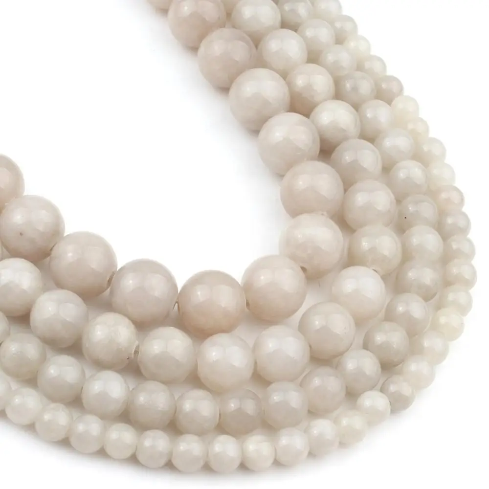 6/8/10/12mm Gray  Jades Stone Beads Round Loose Beads For Accessories Jewellery Making DIY Bracelet 15\'\'/Strand