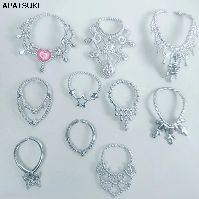 10pcs/lot Multi-style Fashion Necklace For Barbie Doll Decoration Chain For 1/6 BJD Dolls Accessories Kids & Baby DIY Toys