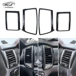 4Pcs Carbon Fiber Color Front Air Outlet Frame Cover Trim Car Interior Decorative For Ford RANGER T6 T7 T8 Everest 2015-2020