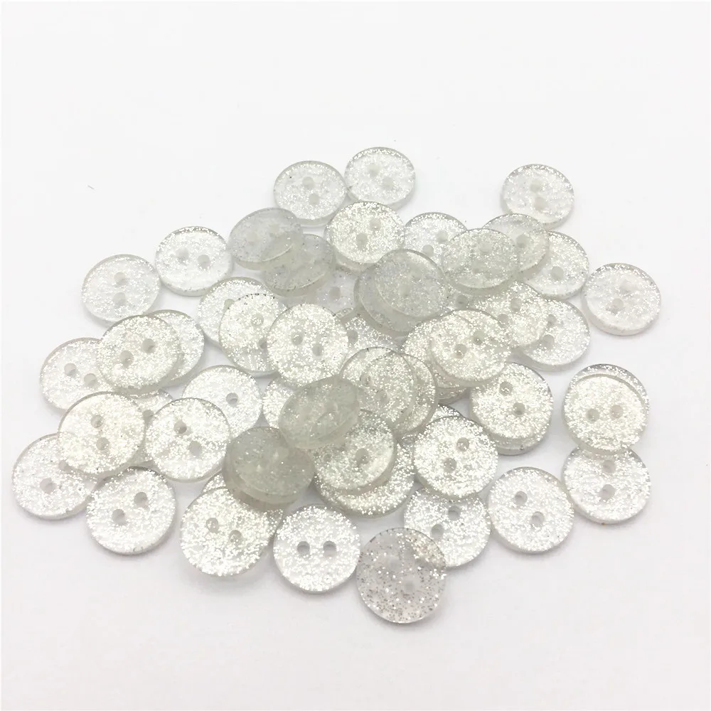 50pcs Silver Clear Glitter Sparkle Buttons, Heart, Star, Round, 2 Holes, Sewing Accessories, Shiny Embellishment, DIY Crafts,