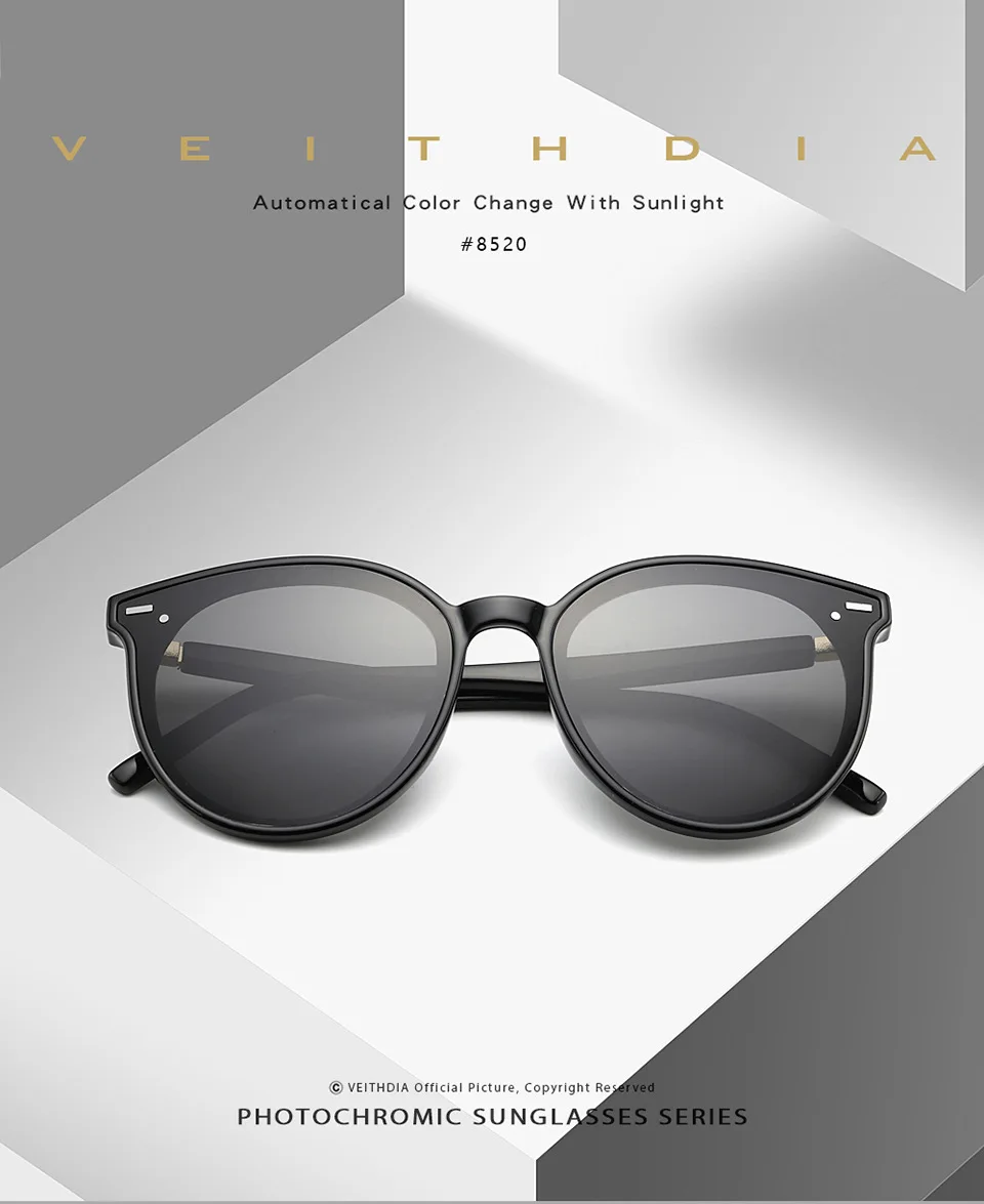 VEITHDIA Sonnenbrille Frauen Luxus Vintage Polarisierte Sonnenbrille Photochromen UV400 Cat Eye Damen Mode Brillen Weibliche K8520 – Detail 10